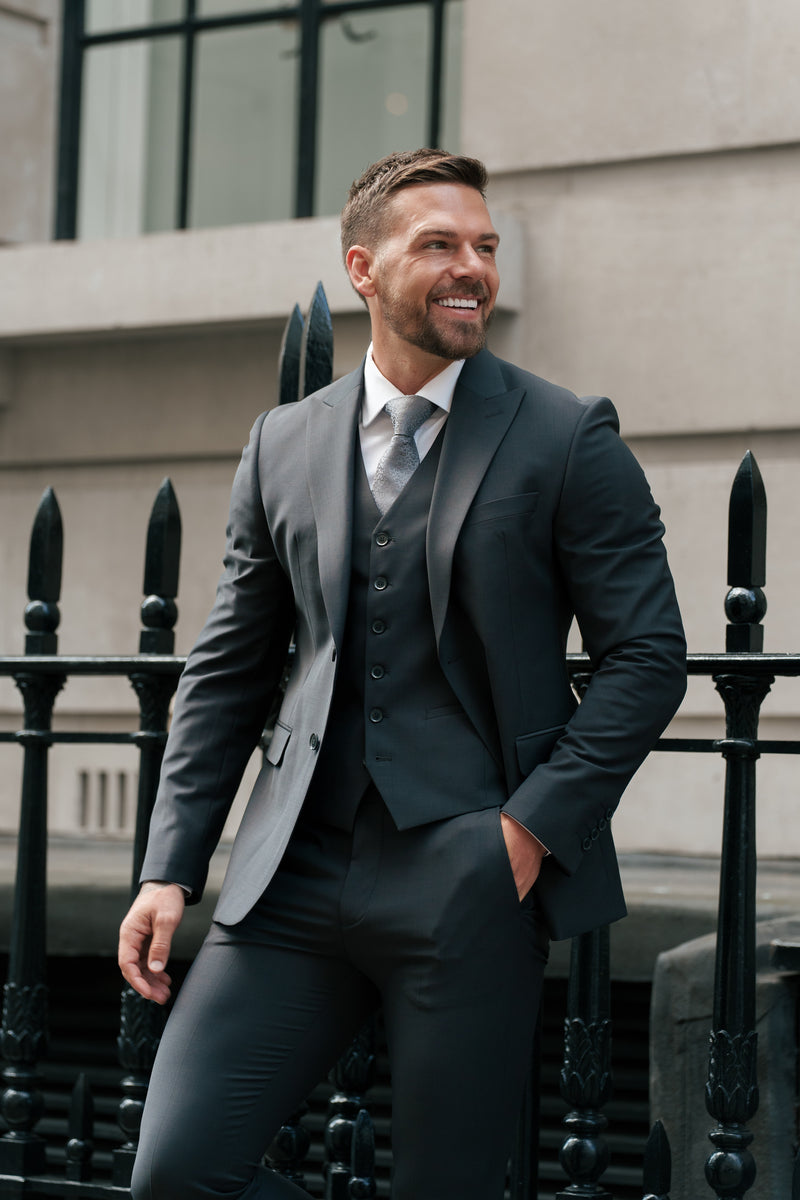 Father Sons Slim Formal Suit Jacket Charcoal - FSJKT014