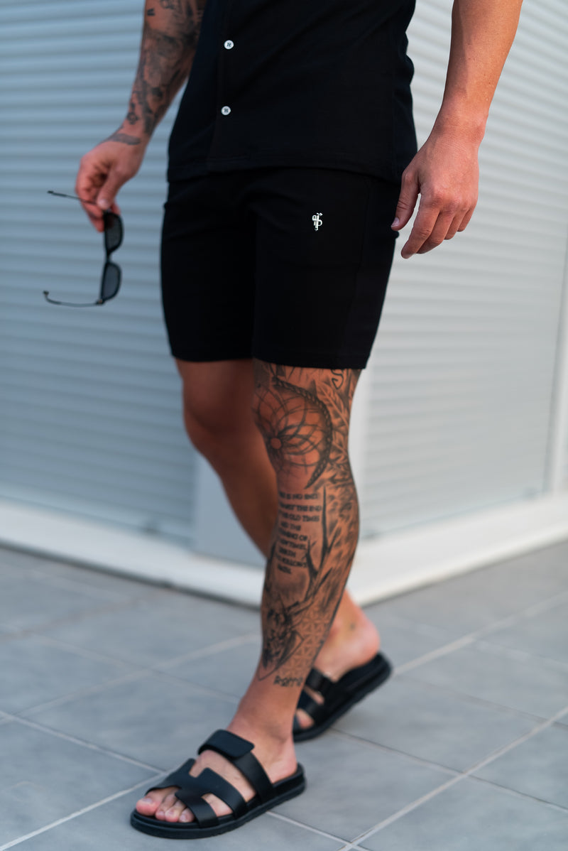 Father Sons Black Pique Shorts - FSH1359 (PRE ORDER 10TH AUGUST)