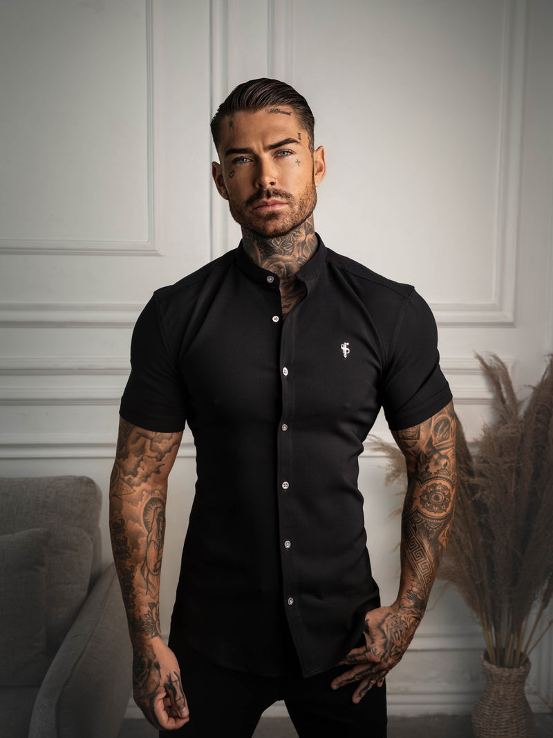 FS Super Slim SS Black Scuba with Grandad Collar - FS1192