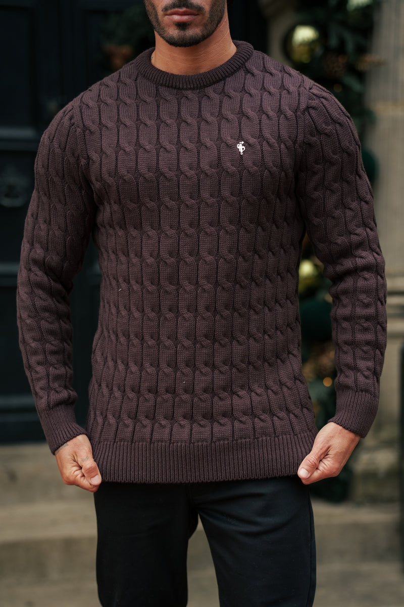 Father Sons Link Weave Knit Brown Crew Neck Jumper - FSJ141 (PRE ORDER 13TH DECEMBER)