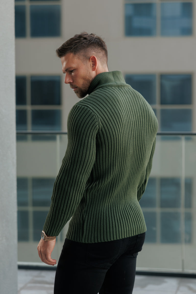 Father Sons Chunky Cable Knit Olive Jumper - FSJ061