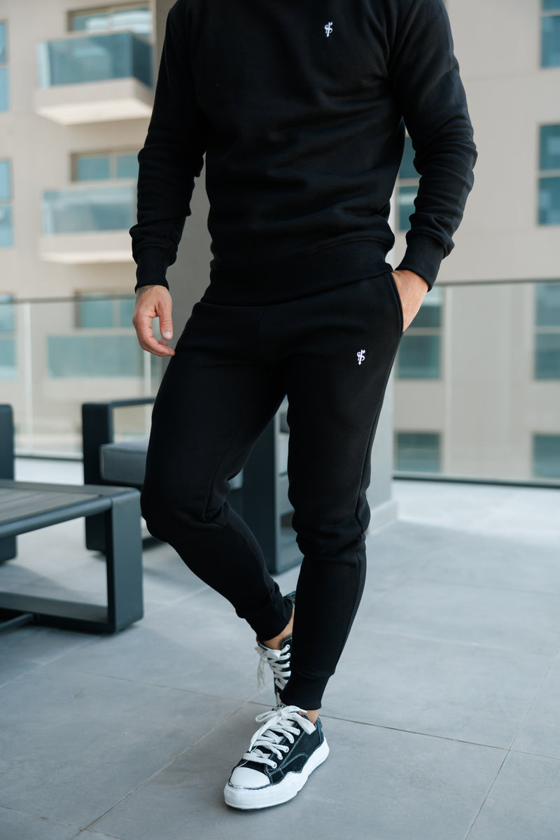 FS Plain Black Tracksuit Bottoms with FS Branding - FSH1195