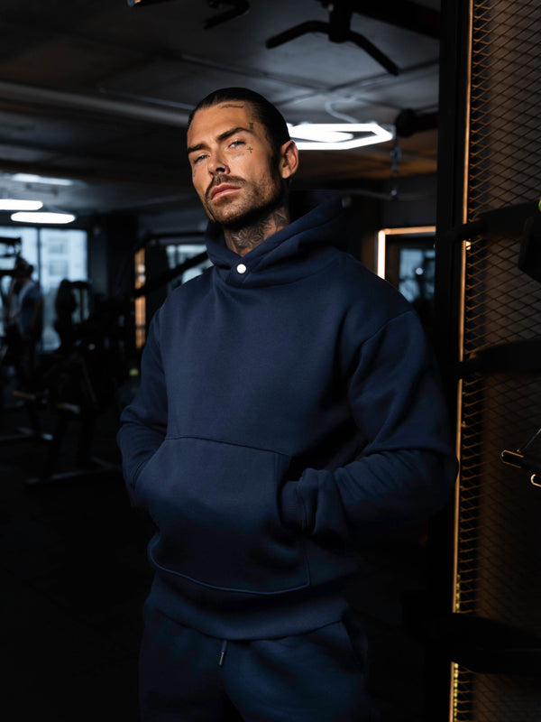 FS Navy Oversized Hoodie With Functional FS Stud - FSR002