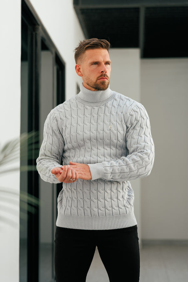 Father Sons Link Weave Knit Cop Grey Roll Neck Jumper - FSJ104 (PRE ORDER 12TH NOVEMBER)