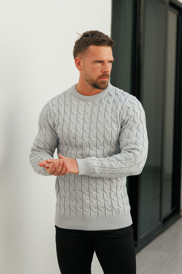 Father Sons Link Weave Knit Cop Grey Crew Neck Jumper - FSJ129