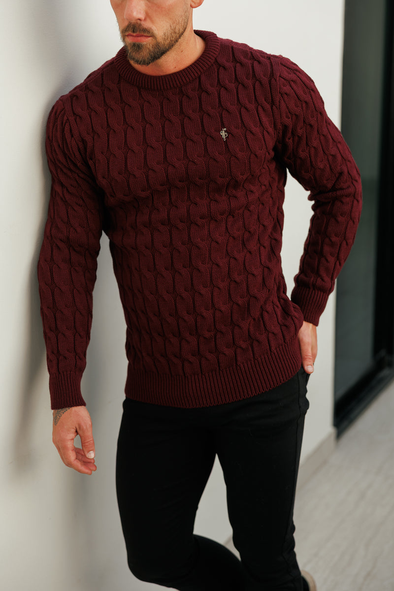 Father Sons Link Weave Knit Wine Crew Neck Jumper - FSJ131