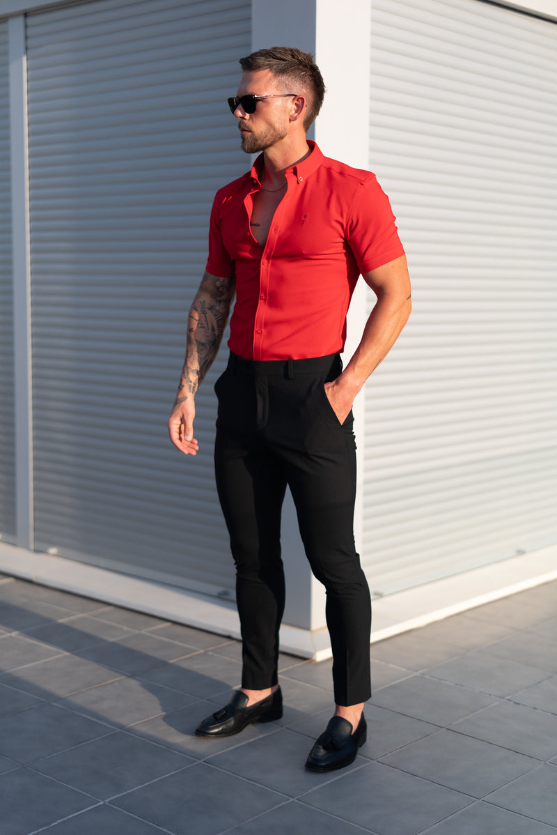 FS Super Slim SS Postbox Red Scuba with Button Down Collar - FS1189