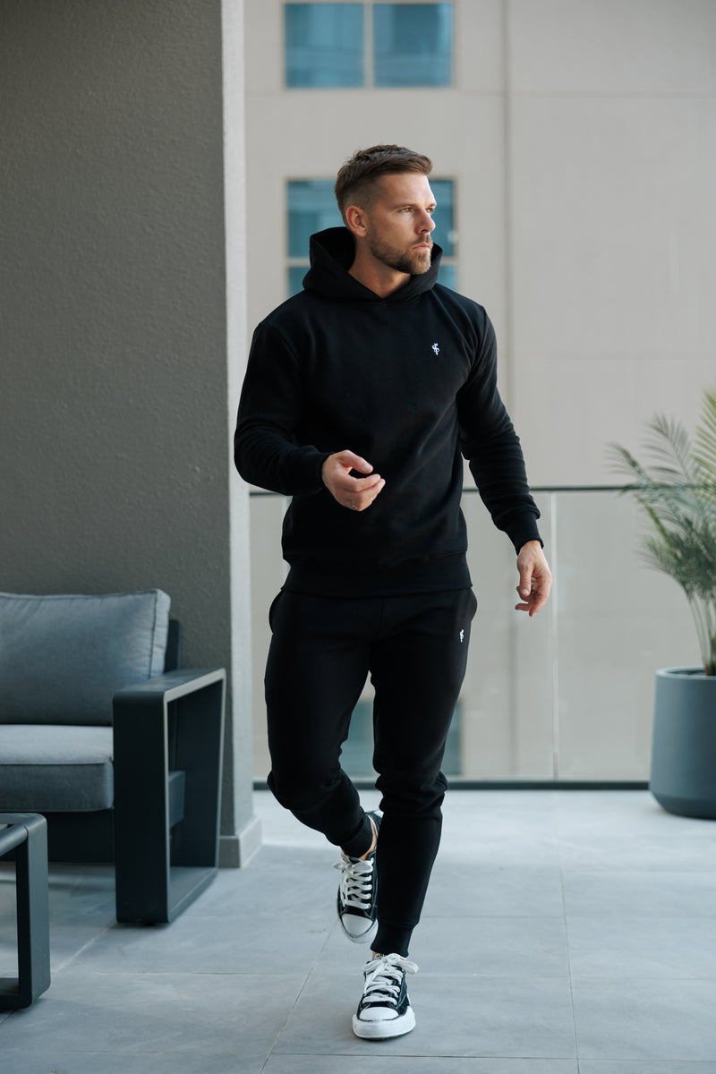 FS Plain Black Tracksuit Bottoms with FS Branding - FSH1195