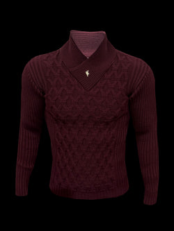 Father Sons Chunky Cable Knit Burgundy Jumper - FSJ066