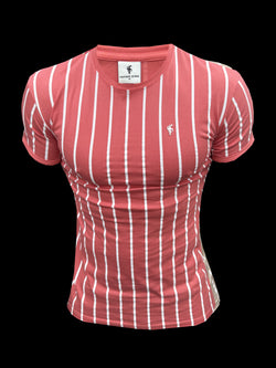 Father Sons Printed Coral / White Stripe Fitted T Shirt - FSH1171