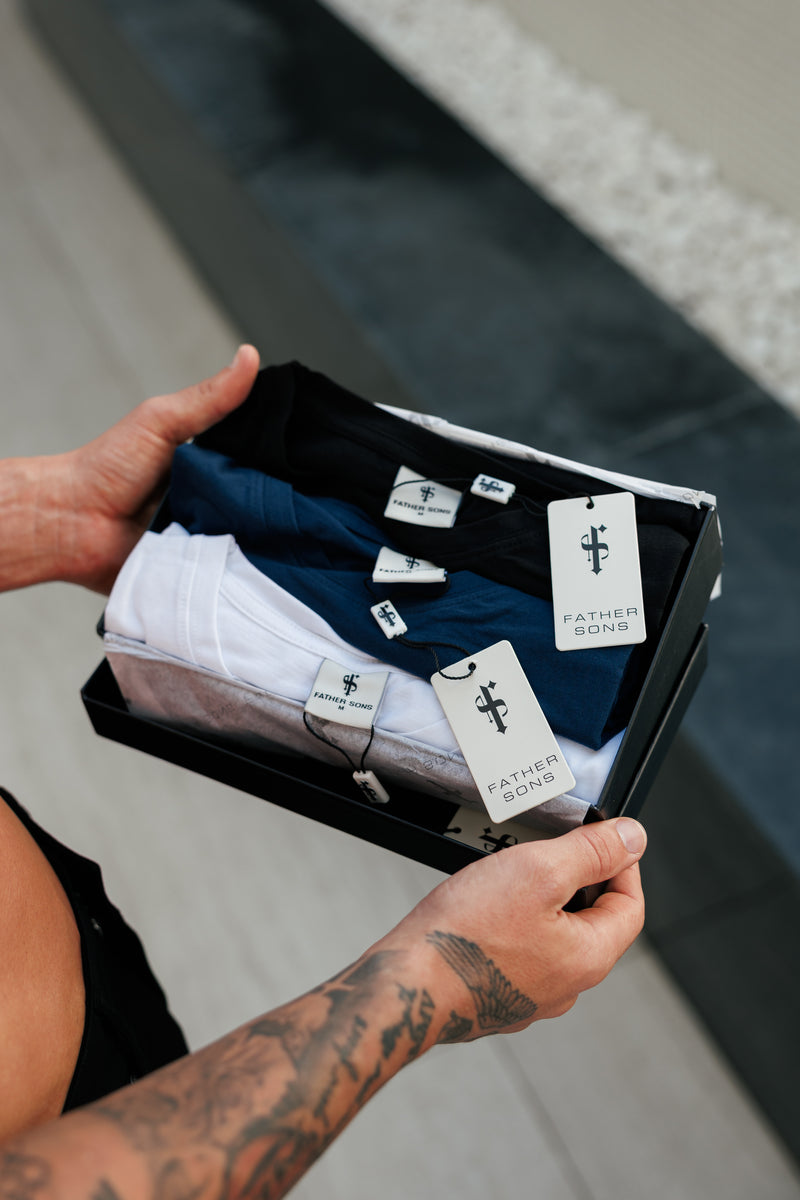 Father Sons 3 x Boxed Crew T-shirts Black, Navy, White - FSH1432 (PRE ORDER 10TH DECEMBER)