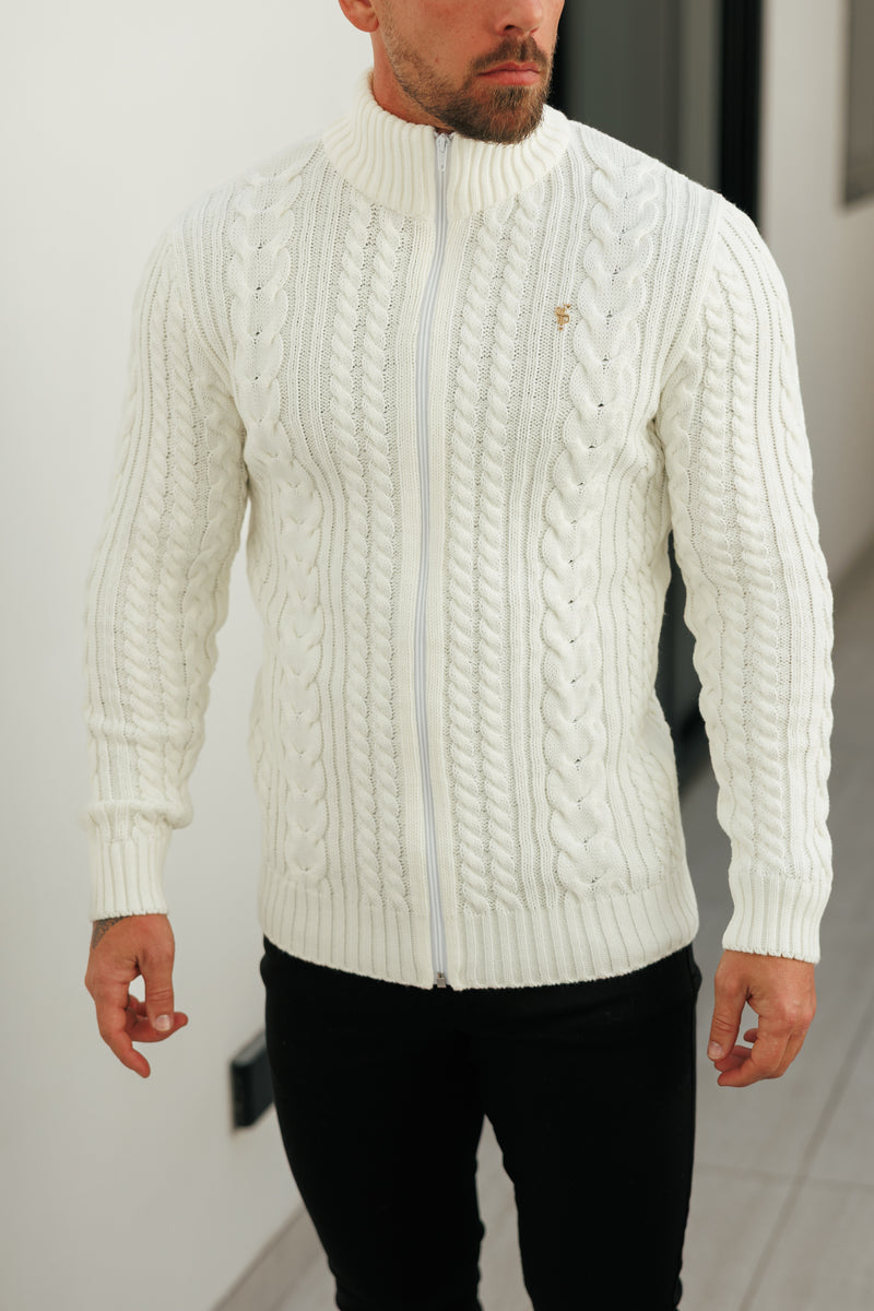 Father Sons Funnel Neck Full Zip Cardigan Cream -  FSJ143 (PRE ORDER 21ST DECEMBER)