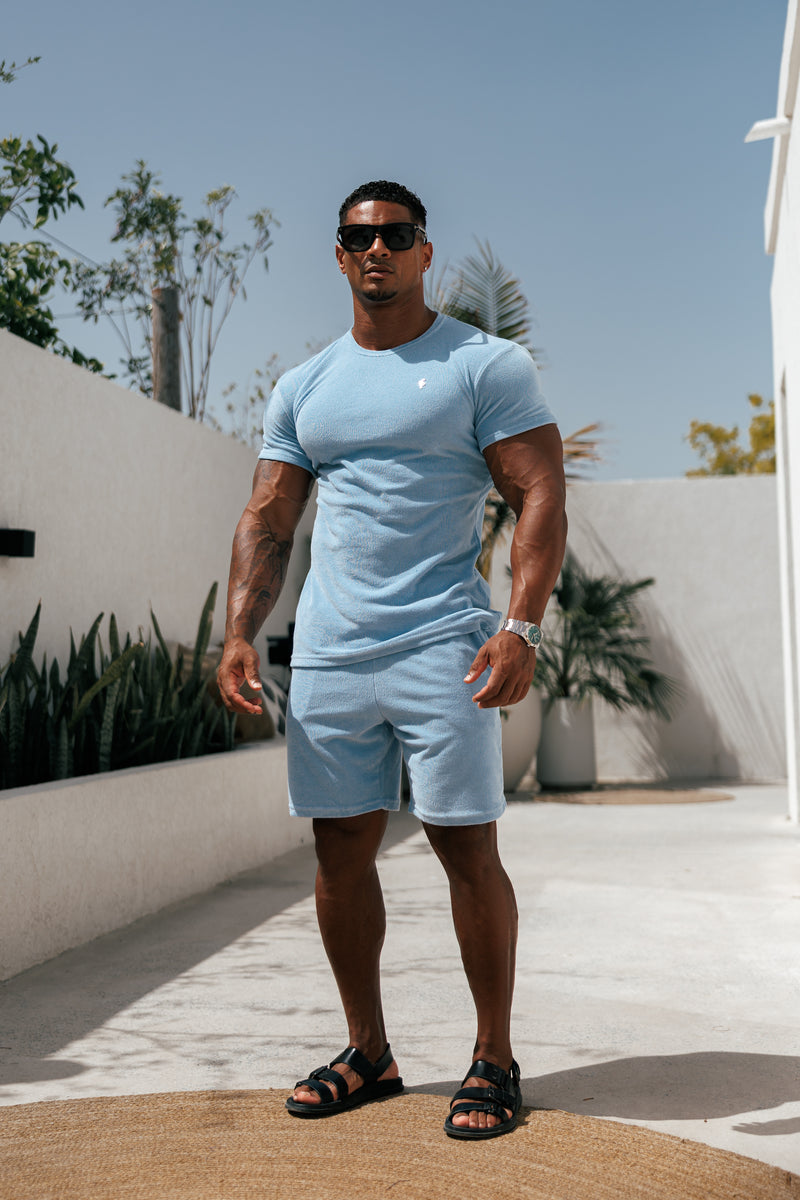 Father Sons Light Blue Towelling Shorts - FSTS661 (PRE ORDER 25TH JULY)