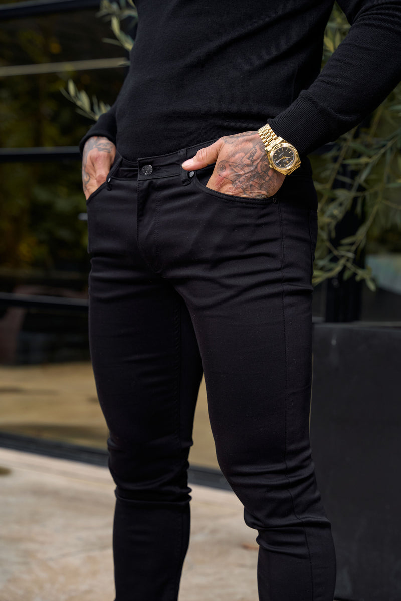 Father Sons Slim Stretch Black Relaxed Sateen Trousers - FSH1302  (PRE ORDER 30TH NOVEMBER)