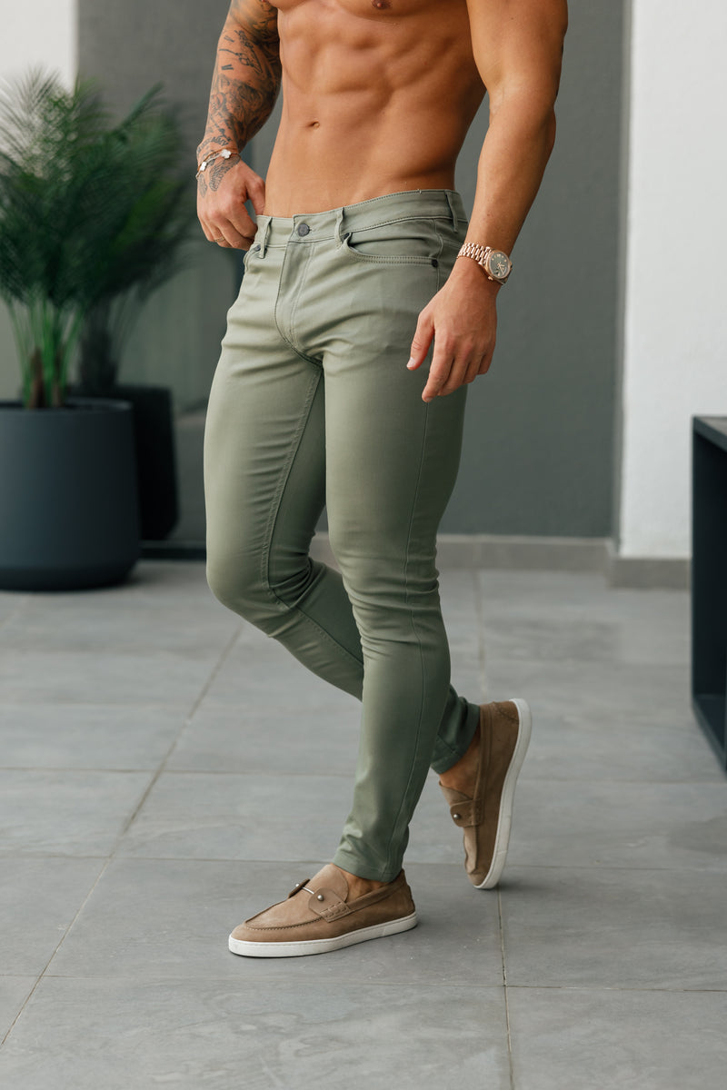 FS Slim Stretch Olive Sateen Trousers - FSH1145