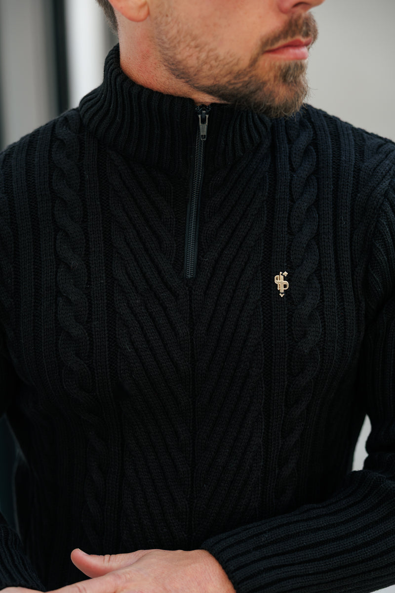 FS Funnel Neck Jumper with Quarter Zip Black -  FSJ155 (PRE ORDER 29TH DECEMBER)