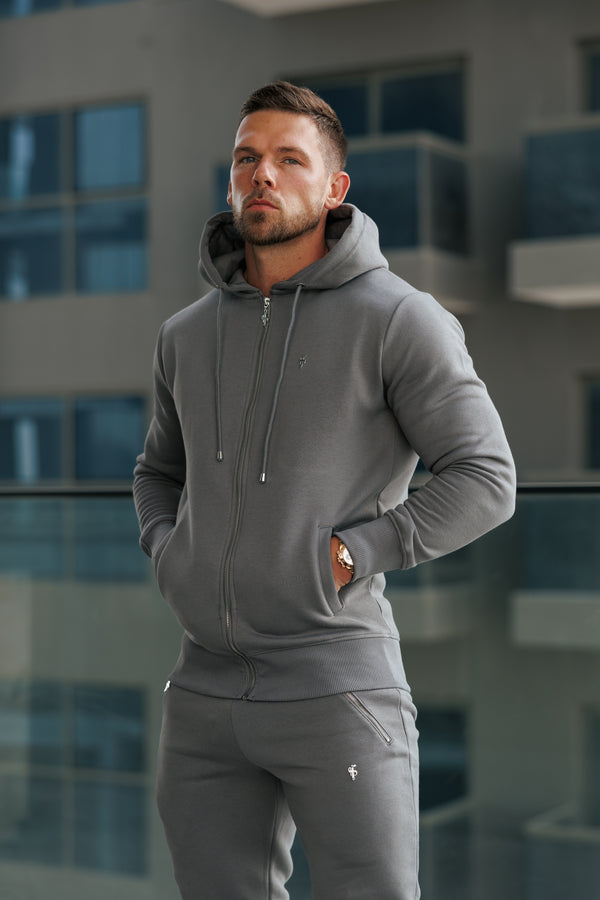 FS Charcoal / Silver Full Zip Hoodie with Pockets - FSH1251