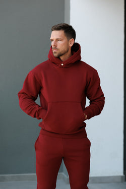 FS Burgundy Oversized Hoodie With Functional FS Stud - FSR008