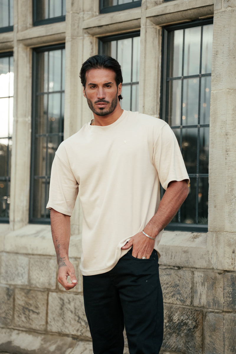 Father Sons Classic Beige / Gold Oversized Crew T Shirt - FSH1420