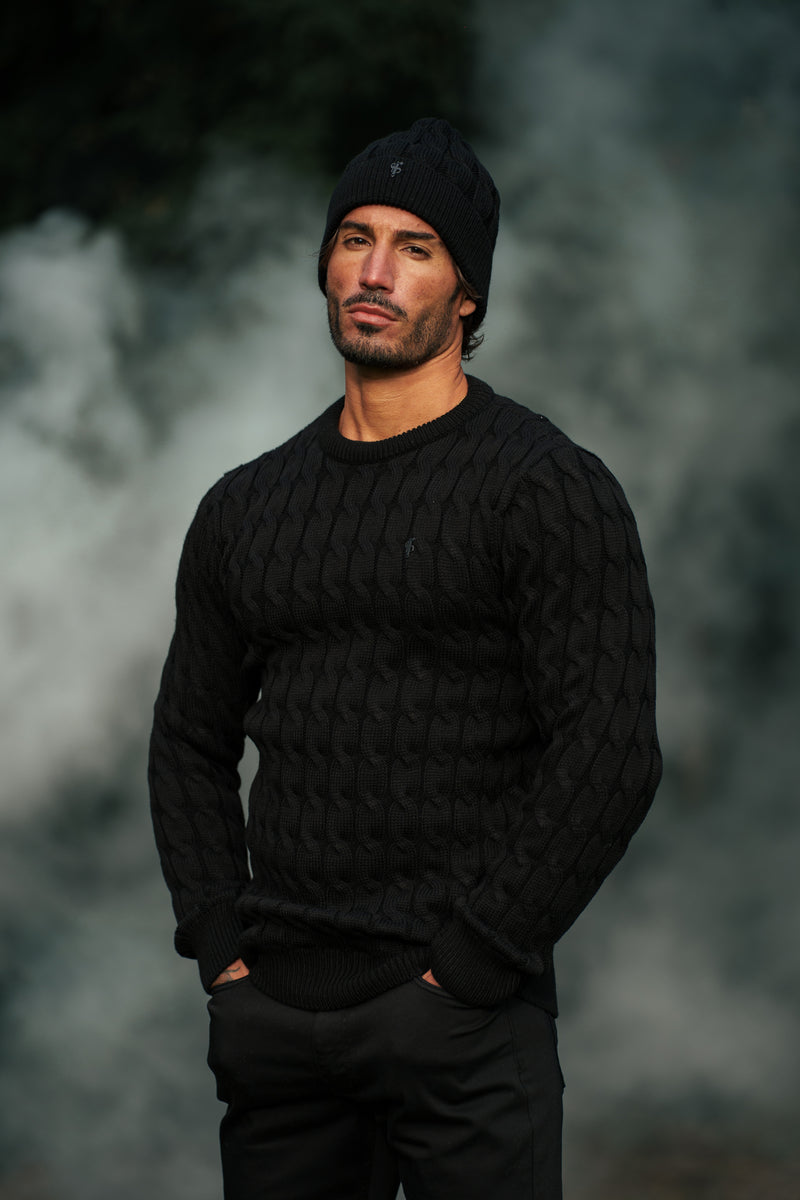 Father Sons Link Weave Knit Black Crew Neck Jumper - FSJ124