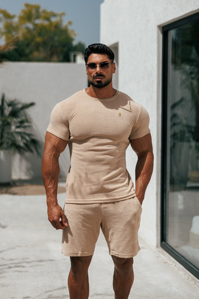 Father Sons Beige Towelling Crew T Shirt - FSTC662 (PRE ORDER 23RD MAY)