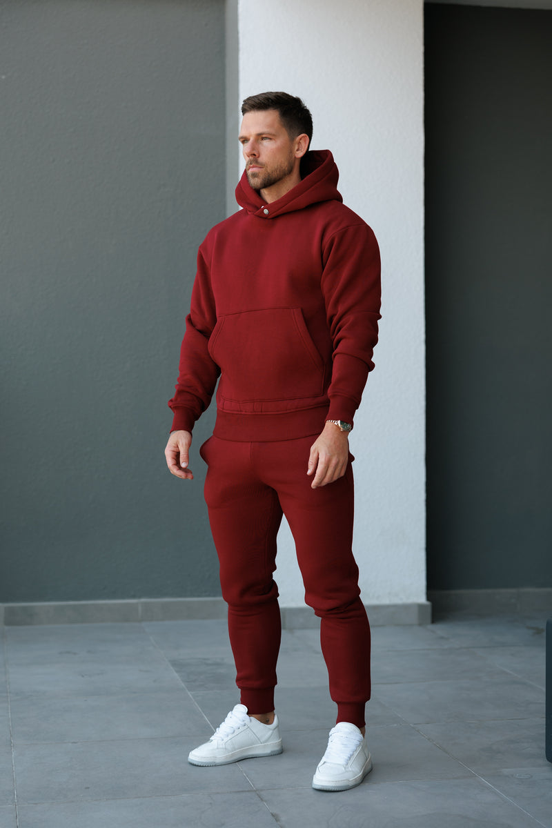 FS Burgundy Oversized Hoodie With Functional FS Stud - FSR008