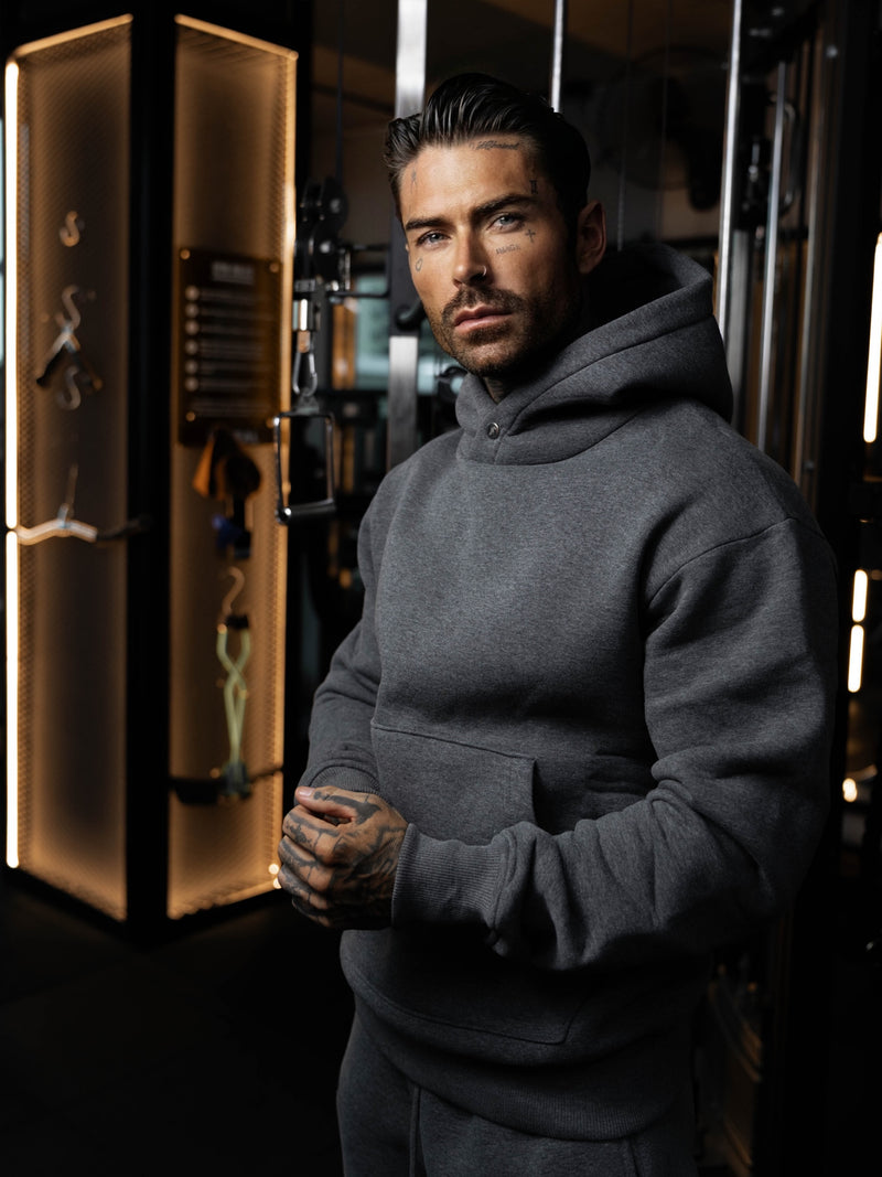 FS Charcoal Oversized Hoodie With Functional FS Stud - FSR007