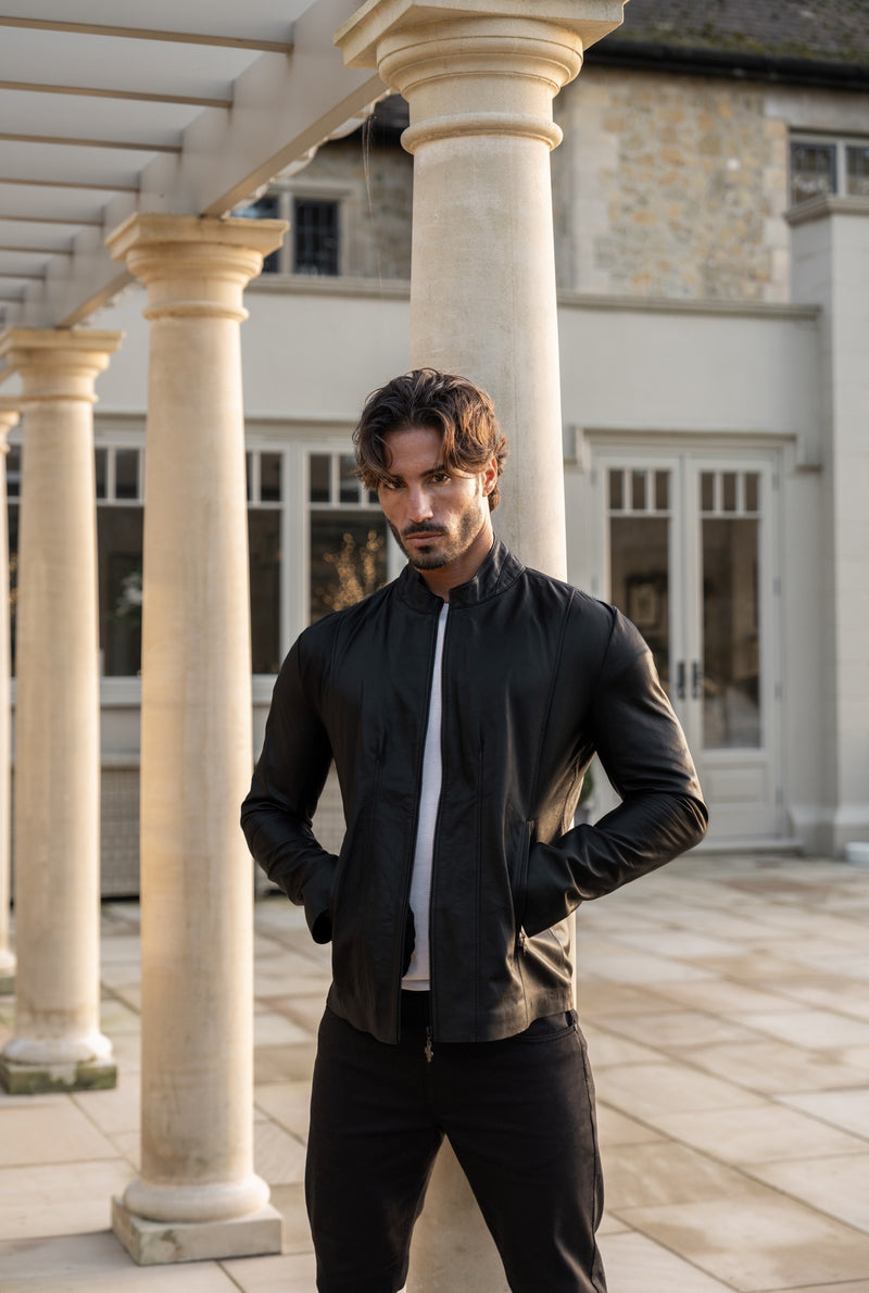 Father Sons Black Lambs Leather Jacket - FSH1424