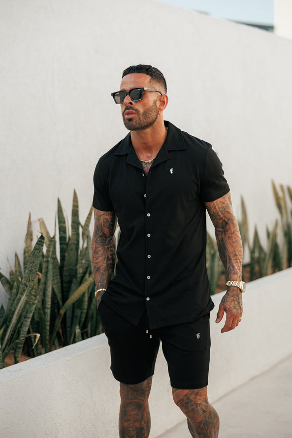 Father Sons Black Pique Shorts - FSH1359 (PRE ORDER 30TH MAY)