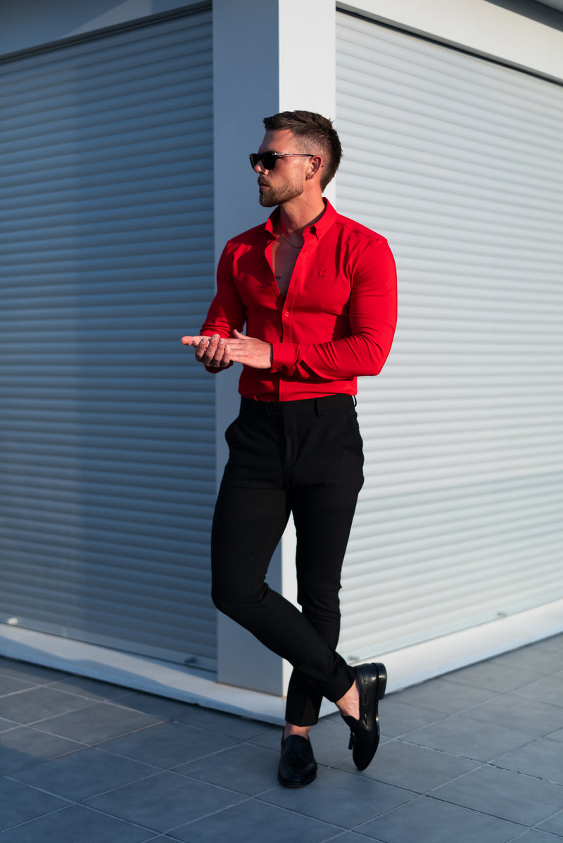 FS Super Slim LS Postbox Red Scuba with Button Down Collar - FS1186