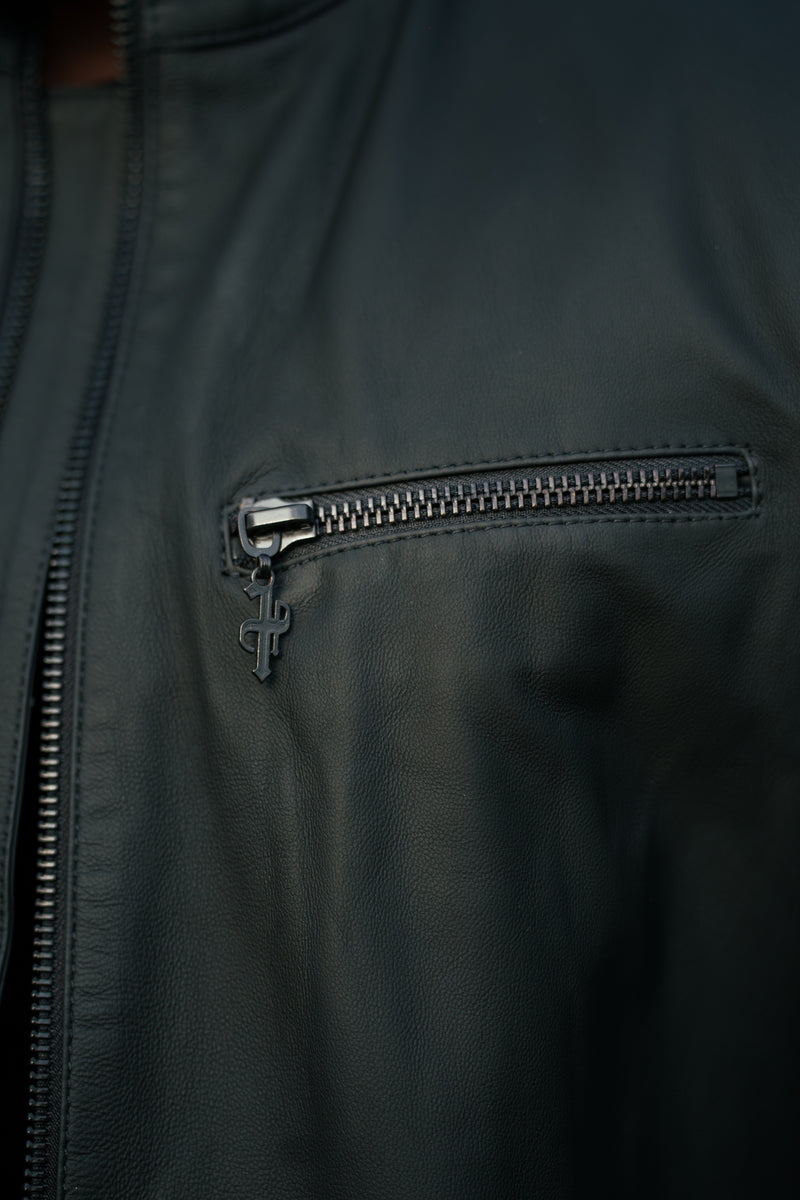 Father Sons Black Bomber Leather Jacket - FSH1436