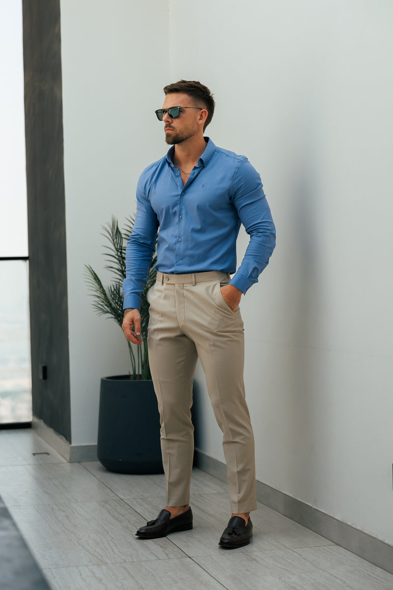 Father Sons Classic Stretch Oxford Long Sleeve Cadet Blue with Button Down Collar - FS1216