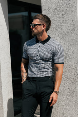 Father Sons Black / White Printed Check Polo Shirt - FSH1260