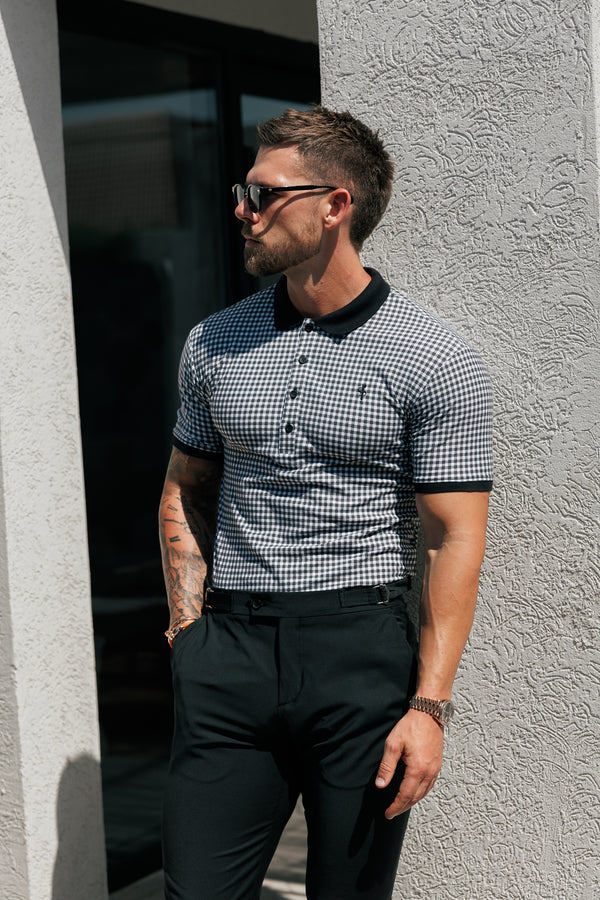 Father Sons Black / White Printed Check Polo Shirt - FSH1260