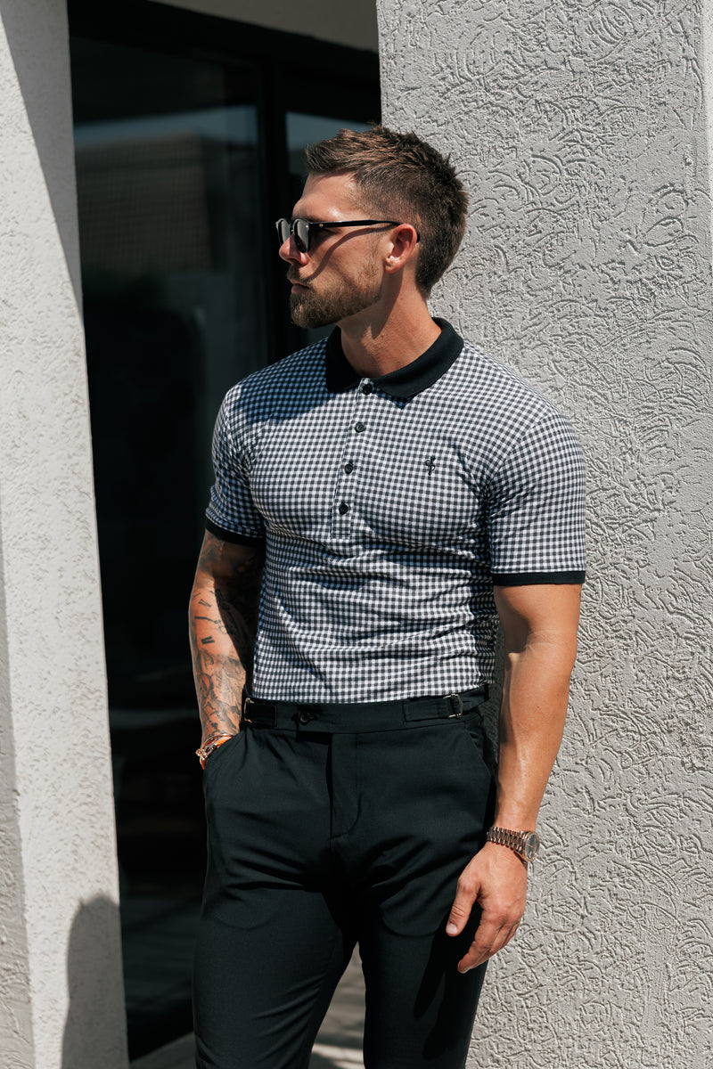 Father Sons Black / White Printed Check Polo Shirt - FSH1260