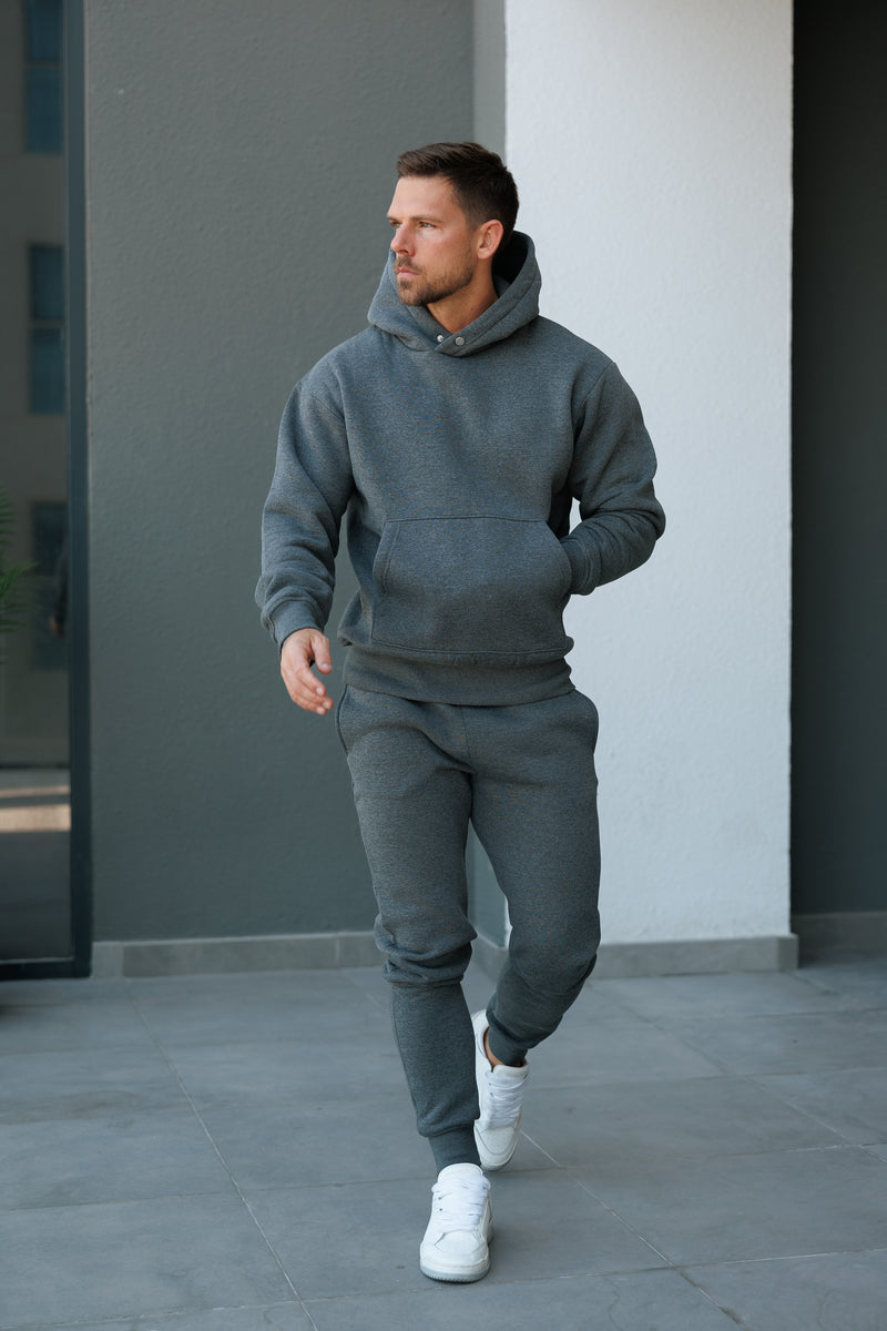 FS Charcoal Oversized Hoodie With Functional FS Stud - FSR007