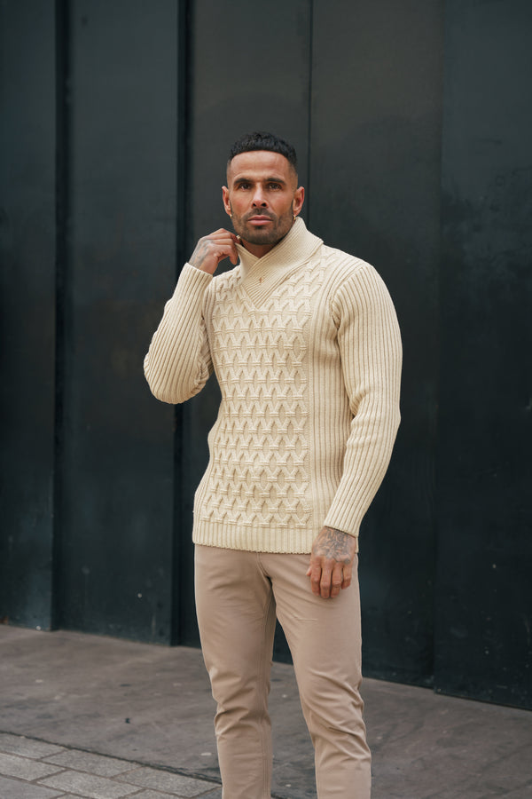 Father Sons Chunky Cable Knit Beige Jumper - FSJ062