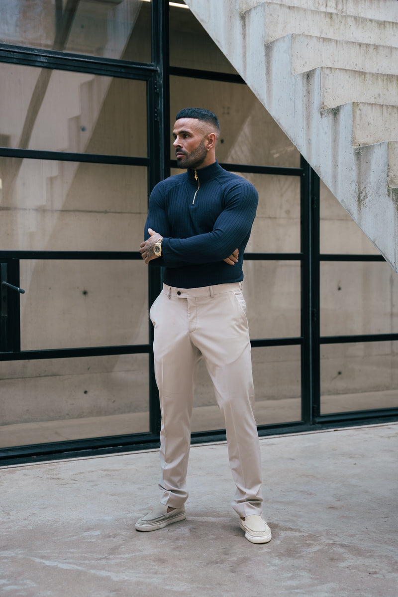 FS Classic Navy Ribbed Zip Funnel Neck Raglan Long Sleeve Crew - FSH1296 (PRE ORDER 30TH NOVEMBER)