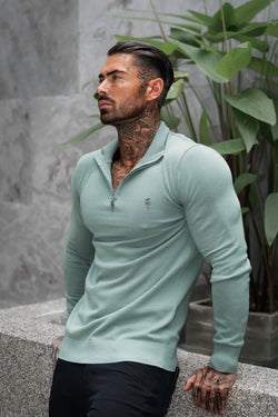 FS Teal Funnel Neck Knitted Jumper With FS Branding - FSN189