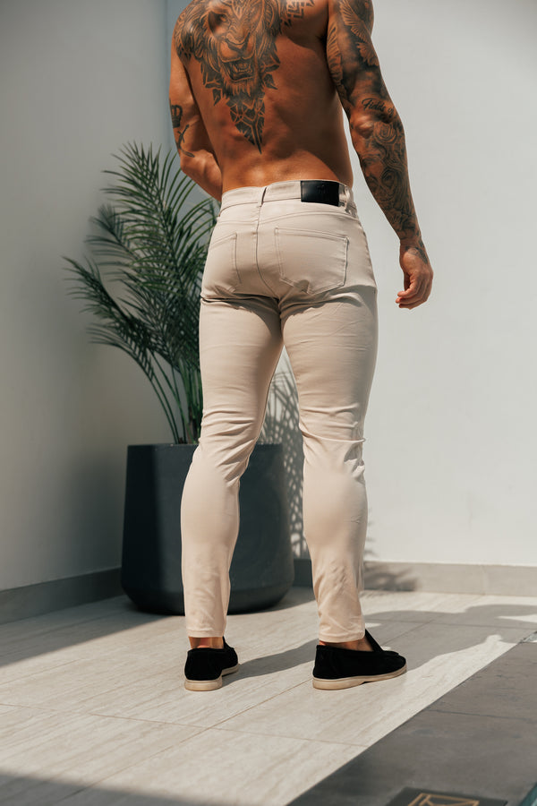 Father Sons Ultra Stretch Beige Relaxed Jeans - FSJEAN008