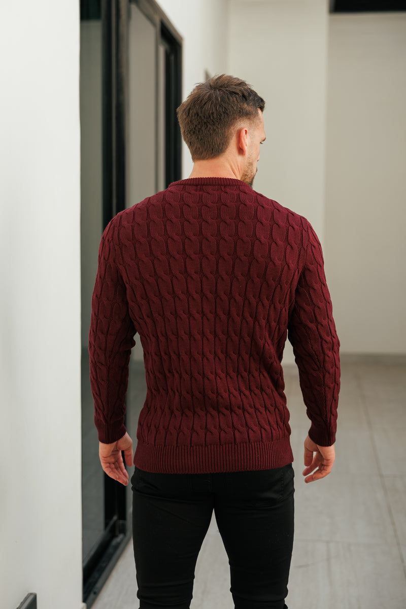 Father Sons Link Weave Knit Wine Crew Neck Jumper - FSJ131
