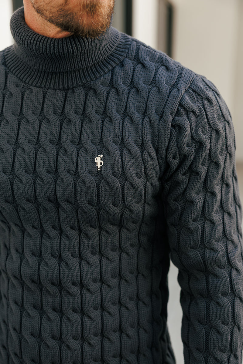 Father Sons Link Weave Knit Charcoal Roll Neck Jumper - FSJ105 (PRE ORDER 12TH NOVEMBER)