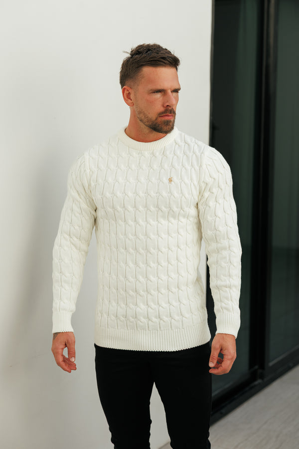 Father Sons Link Weave Knit Cream Crew Neck Jumper - FSJ126