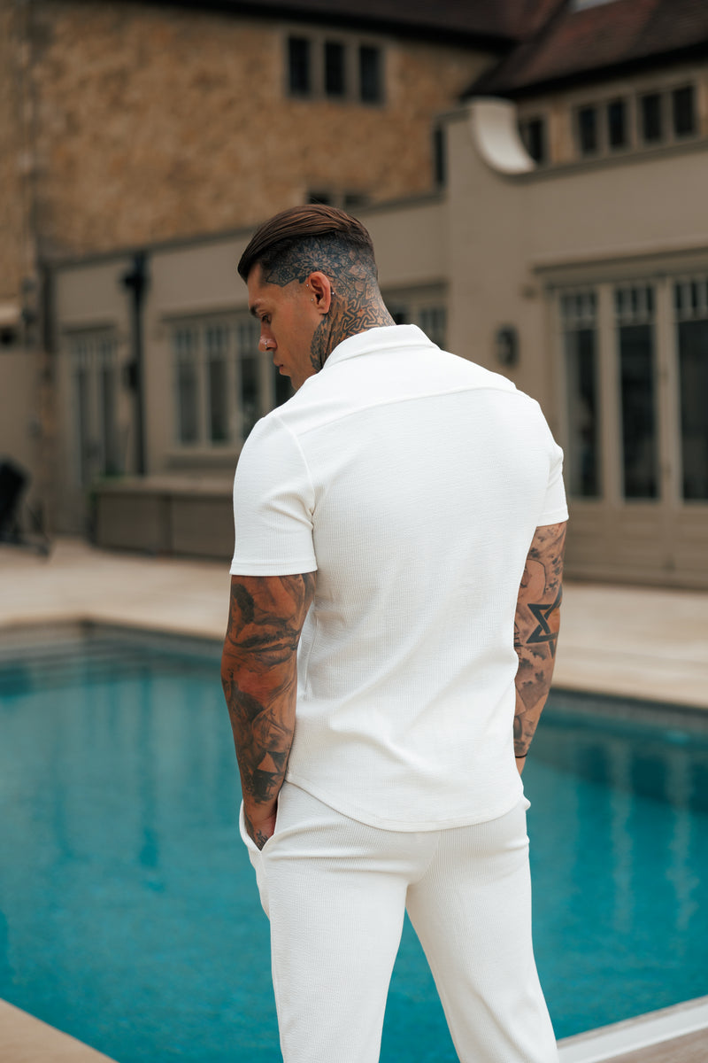Father Sons Jersey Cord Stretch White Revere Shirt Short Sleeve - FSR017