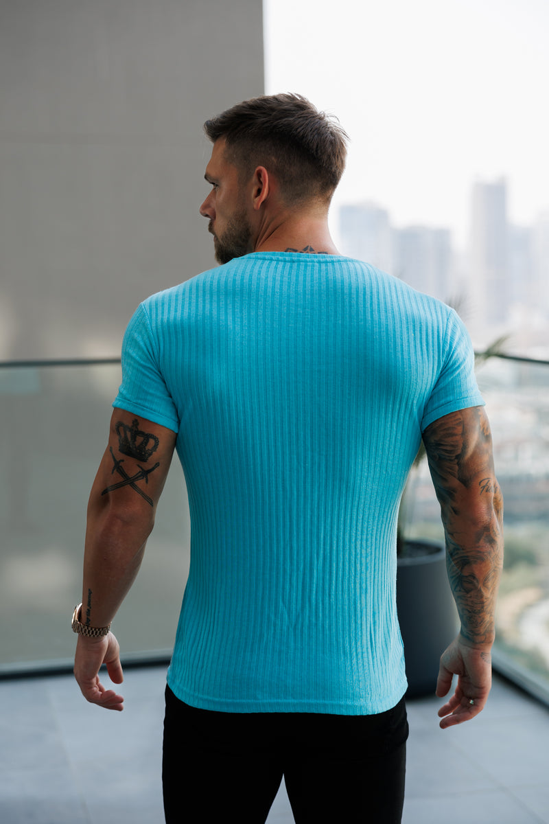 Father Sons Classic New Mint Ribbed Knit Super Slim Short Sleeve Crew - FSH1162