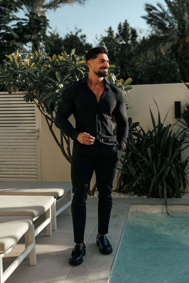 Father Sons Ultra Stretch Compression Shirt Long Sleeve Black - FS1234