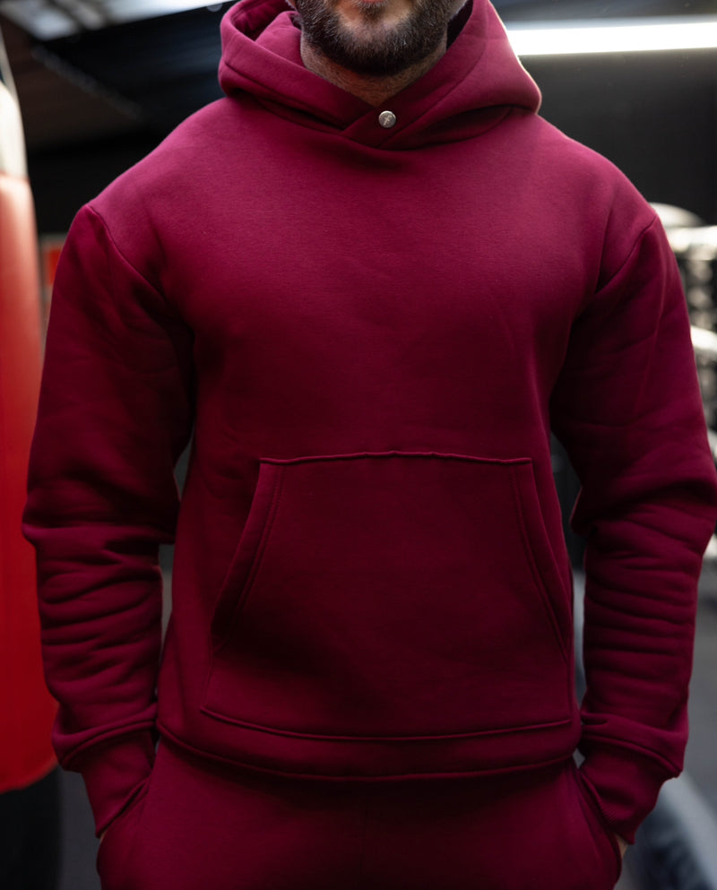 FS Burgundy Oversized Hoodie With Functional FS Stud - FSR008