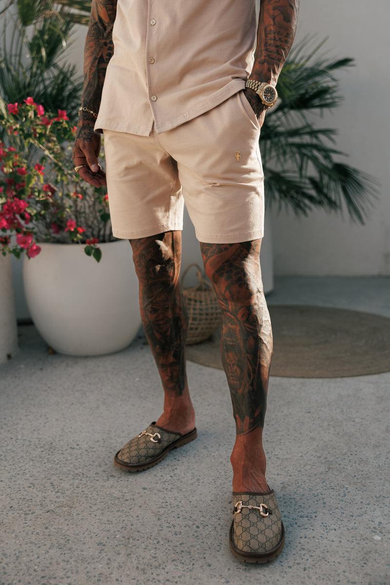 Father Sons Beige Pique Shorts - FSH1362