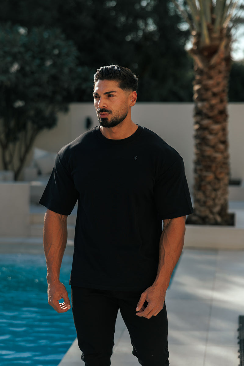 Father Sons Classic Black / Black Oversized Crew T Shirt - FSH1418