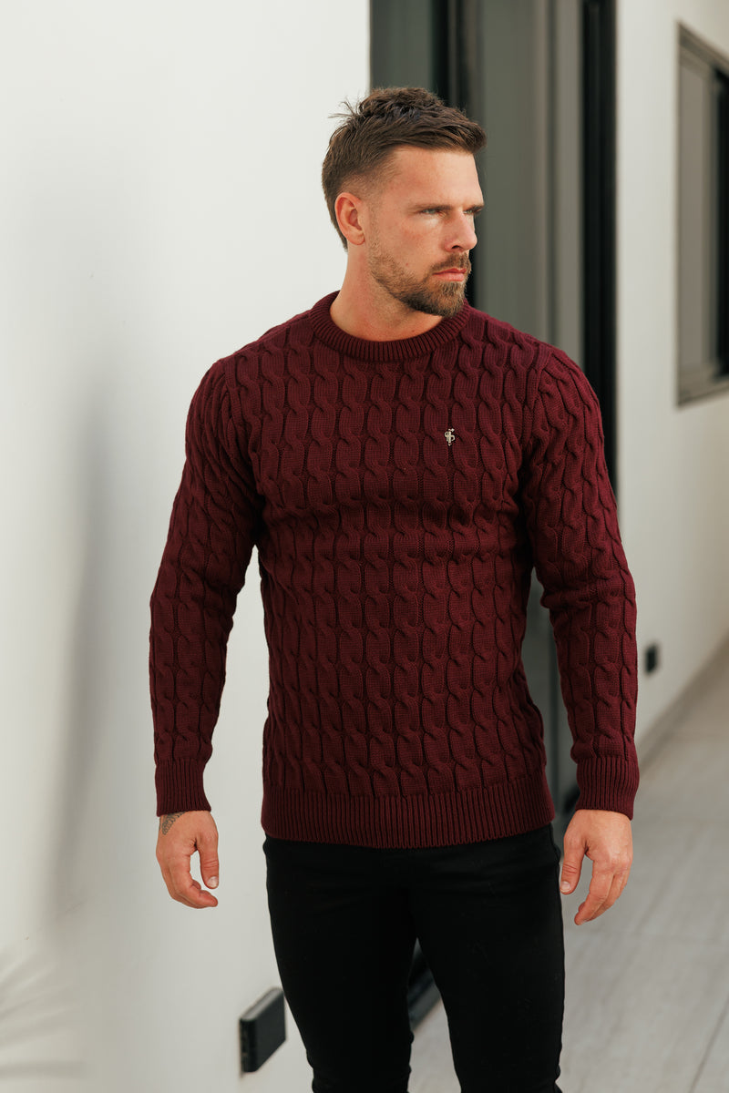 Father Sons Link Weave Knit Wine Crew Neck Jumper - FSJ131